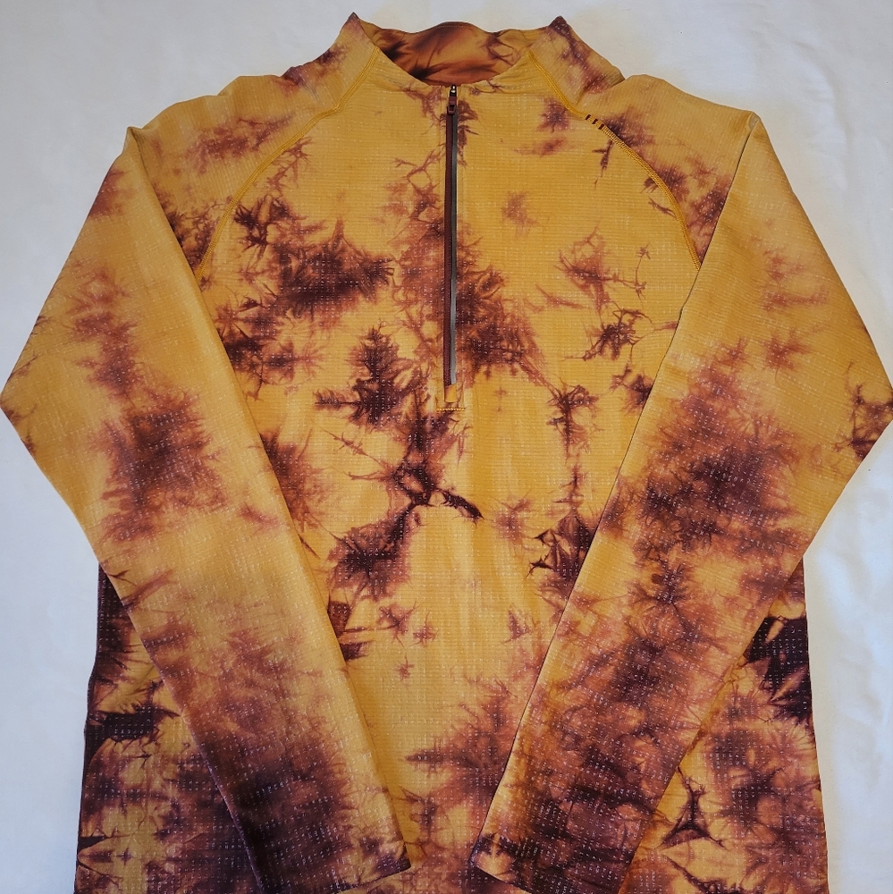 Lululemon Mens Metal Vent Tech 2.0 1/2 Zip - Large - Marble Dye Red Orange